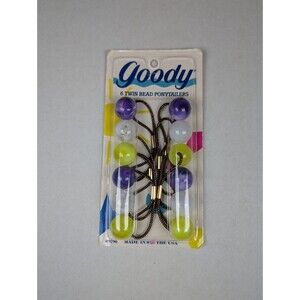 VINTAGE *NEW* 1989 Goody 9790 Twin Bead Marble Ponytail Holders